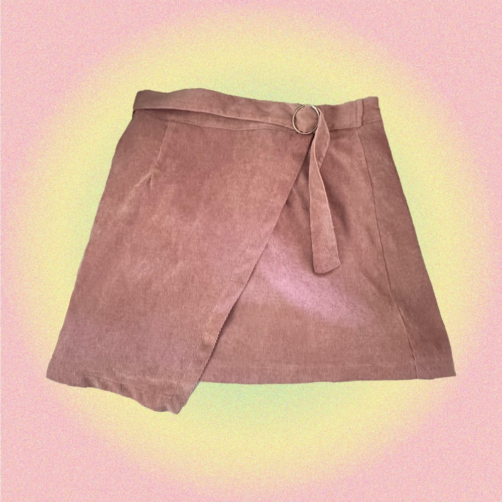 pink corduroy skirt w/ belt